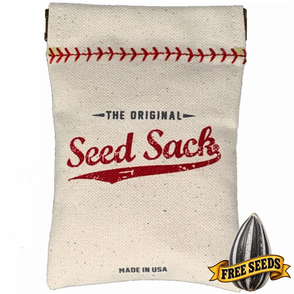 Back view of the ergonomic e-commerce pocket seed pouch showing the flexible one-hand squeeze opening mechanism.