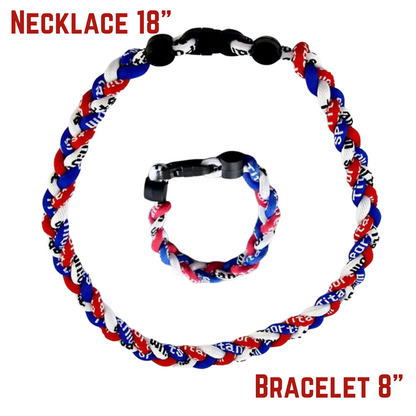 3-Rope Sport Titanium Braided Necklace Bracelet Set – BASEBALL'S